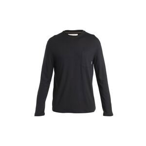 Pánské merino triko dlouhý rukáv ICEBREAKER Mens Merino 150 Tech Lite III LS Relaxed Pocket Tee, Black velikost: XL