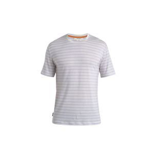 ICEBREAKER Mens Merino Drayden SS Tee Stripe, Ecru Heather/Purple Gaze velikost: L