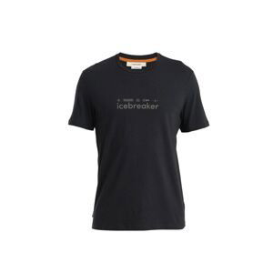 ICEBREAKER Mens Merino Central Classic SS Tee Nature Touring Club, Black velikost: L