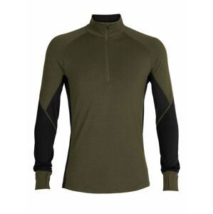 pánské triko dlouhý rukáv, 1/2 zip ICEBREAKER Mens 260 Zone LS Half Zip, Loden/Black velikost: M