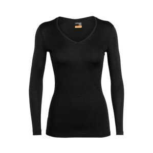 dámské merino triko dlouhý rukáv ICEBREAKER Wmns 200 Oasis LS V, Black/Snow/Stripe velikost: L