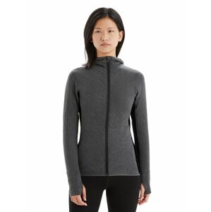 ICEBREAKER Wmns Descender LS Zip Hood, Jet Heather/Black velikost: XL