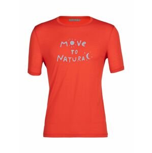 pánské merino triko krátký rukáv ICEBREAKER Mens Tech Lite II SS Tee Move to Natural, Lava (vzorek) velikost: M