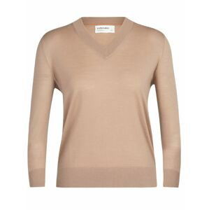 dámská merino mikina ICEBREAKER Wmns Wilcox LS V Sweater, Praline (vzorek) velikost: S