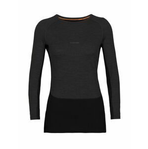 dámské merino triko dlouhý rukáv ICEBREAKER Wmns ZoneKnit 200 LS Crewe, Jet Heather/Blk/Metro H/Cb (vzorek) velikost: S