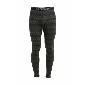 ICEBREAKER Mens Merino 200 Oasis Leggings First Snow, Black/Loden/Aop (vzorek) velikost: M