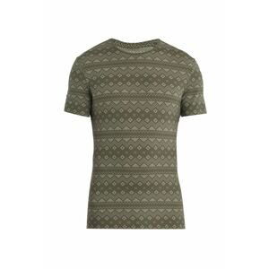 ICEBREAKER Mens Merino 150 Anatomica SS Crewe First Snow, Loden/Snow/Aop (vzorek) velikost: M