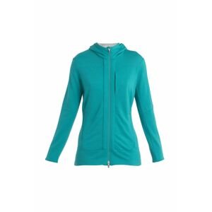 ICEBREAKER Wmns Quantum III LS Zip Hood, Flux Green/Ether/Cb (vzorek) velikost: S