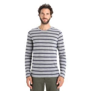 ICEBREAKER Mens Wave LS Tee Stripe, Metro Heather/Midnight Navy velikost: XL