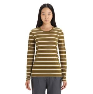 ICEBREAKER Wmns Wave LS Tee Stripe, Algae/Chalk velikost: M