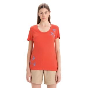 Dámské merino triko krátký rukáv ICEBREAKER Wmns Tech Lite II SS Scoop Tee Swarming Shapes, Vibrant Earth velikost: S