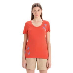 Dámské merino triko krátký rukáv ICEBREAKER Wmns Tech Lite II SS Scoop Tee Swarming Shapes, Vibrant Earth velikost: XS