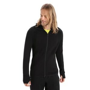 Pánská mikina s kapucí, zip ICEBREAKER Mens ZoneKnit™  LS Zip Hoodie, Black velikost: XL