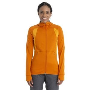 Dámská merino mikina s kapucí, zip ICEBREAKER Wmns Merino Quantum ZoneKnit LS Zip Hoodie, Earth/Solar velikost: L