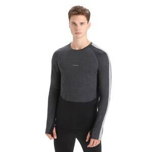 Pánské merino triko dlouhý rukáv ICEBREAKER Mens 125 ZoneKnit LS Crewe, Jet Heather/Black/Metro Heather velikost: L