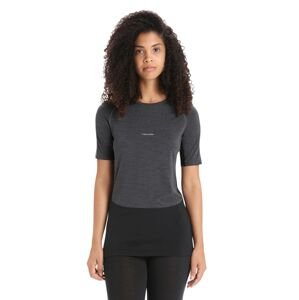 Dámské merino triko krátký rukáv ICEBREAKER Wmns 125 ZoneKnit SS Crewe, Jet Heather/Black/Metro Heather velikost: XL