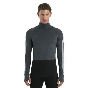 Pánské merino triko dlouhý rukáv, 1/2 zip ICEBREAKER Mens Merino ZoneKnit 200 LS Half Zip, Jet Heather/Black/Metro H velikost: L