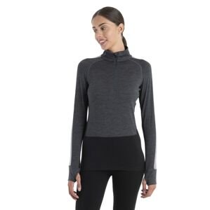 Dámské merino triko dlouhý rukáv, 1/2 zip ICEBREAKER Wmns Merino ZoneKnit 200 LS Half Zip, Jet Heather/Black/Metro H velikost: M