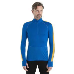 Pánské merino triko dlouhý rukáv, 1/2 zip ICEBREAKER Mens ZoneKnit 260 LS Half Zip, Lazurite/Solar velikost: L