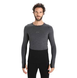 Pánské merino triko dlouhý rukáv ICEBREAKER Mens ZoneKnit 260 LS Crewe, Jet Heather/Black/Metro Heather velikost: M