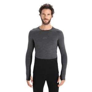 Pánské merino triko dlouhý rukáv ICEBREAKER Mens ZoneKnit 260 LS Crewe, Jet Heather/Black/Metro Heather velikost: XL