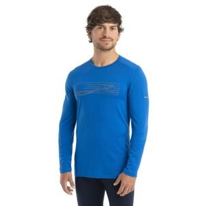 Pánské merino triko dlouhý rukáv ICEBREAKER Mens 200 Oasis LS Crewe Ski Stripes, Lazurite velikost: M