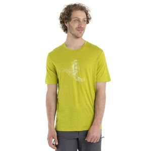 Pánské merino triko krátký rukáv ICEBREAKER Mens Tech Lite II SS Tee Skiing Yeti, Bio Lime velikost: M