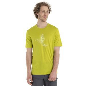 Pánské merino triko krátký rukáv ICEBREAKER Mens Tech Lite II SS Tee Skiing Yeti, Bio Lime velikost: XL