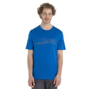 Pánské merino triko krátký rukáv ICEBREAKER Mens Tech Lite II SS Tee Ski Stripes, Lazurite velikost: M