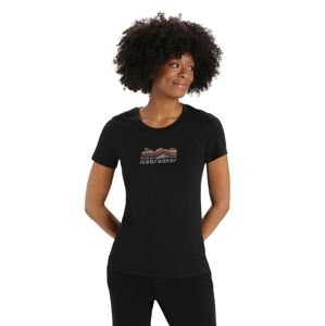 Dámské triko krátký rukáv ICEBREAKER Wmns Tech Lite II SS Tee Mountain Geology, Black velikost: L