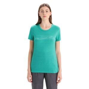 ICEBREAKER Wmns Tech Lite II SS Tee Ski Stripes, Fresh velikost: L