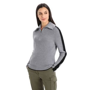 Dámská mikina, zip ICEBREAKER Wmns Lodge LS Half Zip Sweater, Gritstone Heather/Black velikost: XS