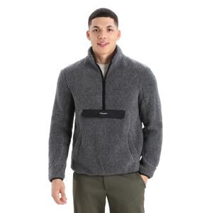 Pánské triko dlouhý rukáv ICEBREAKER Mens ICL RealFleece™ Sherpa LS Half Zip, Gritstone Heather/Black velikost: M