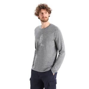 Pánské triko dlouhý rukáv ICEBREAKER Mens Tech Lite II LS Tee Skiing Yeti, Gritstone Heather velikost: L