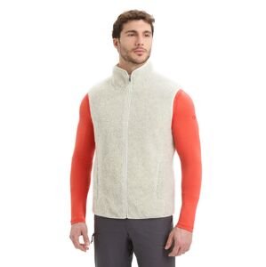 Pánská merino vesta ICEBREAKER Mens RealFleece High Pile Vest, Ecru Heather/Snow velikost: XL