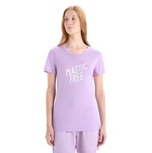 Dámské merino triko krátký rukáv ICEBREAKER Wmns Tech Lite II SS Tee IB Natural, Purple Haze velikost: M