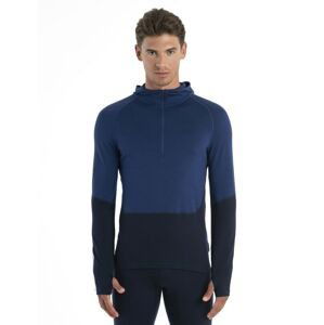 Pánské merino triko dlouhý rukáv, 1/2 zip ICEBREAKER Mens Merino 200 Sonebula LS Half Zip Hood, Mid Nvy/Royal Nvy/Snow velikost: L