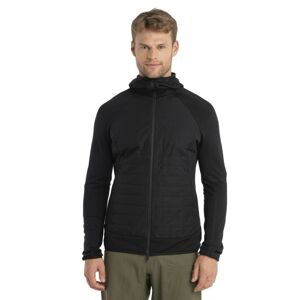 Pánská merino mikina ICEBREAKER Mens Merino Quantum Hybrid LS Zip Hoodie, Black velikost: L