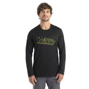 Pánské merino triko dlouhý rukáv ICEBREAKER Mens Merino 150 Tech Lite II LS Tee Alps 3D, Black velikost: L