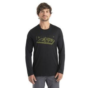 Pánské merino triko dlouhý rukáv ICEBREAKER Mens Merino 150 Tech Lite II LS Tee Alps 3D, Black velikost: S