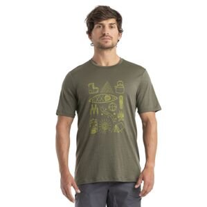 Pánské merino triko krátký rukáv ICEBREAKER Mens Merino 150 Tech Lite II SS Tee Camp Essen, Loden velikost: XL