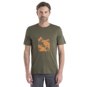 Pánské merino triko krátký rukáv ICEBREAKER Mens Merino 150 Tech Lite II SS Tee Peak Grid, Loden velikost: XL