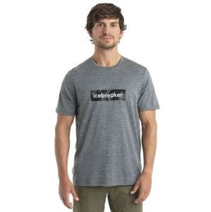 Pánské merino triko krátký rukáv ICEBREAKER Mens Merino 150 Tech Lite II SS Tee Natural Shades Logo, Gritstone Heather velikost: M