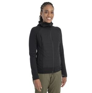 Dámská merino mikina ICEBREAKER Wmns Merino Quantum Hybrid LS Zip Hoodie, Black velikost: L