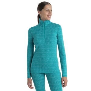 Dámské merino triko dlouhý rukáv, 1/2 zip ICEBREAKER Wmns Merino 260 Vertex LS Half Zip Herenga, Flux Green/Snow/J velikost: XL