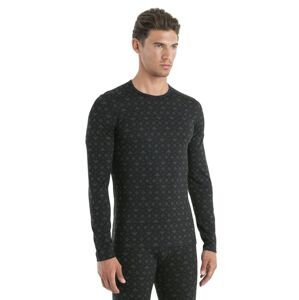 Pánské merino triko dlouhý rukáv ICEBREAKER Mens Merino 200 Oasis LS Crewe First Snow, Black/Loden/Aop velikost: M