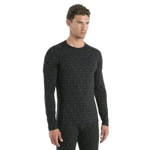 Pánské merino triko dlouhý rukáv ICEBREAKER Mens Merino 200 Oasis LS Crewe First Snow, Black/Loden/Aop velikost: XXL