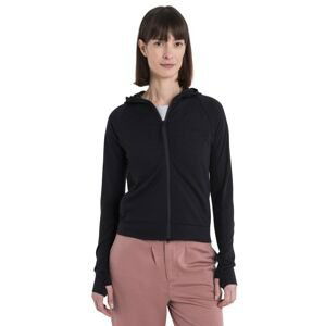 Dámská merino mikina s kapucí, zip ICEBREAKER Wmns Merino 200 Realfleece™ IB X TNF LS Zip Hoodie, Black velikost: XS