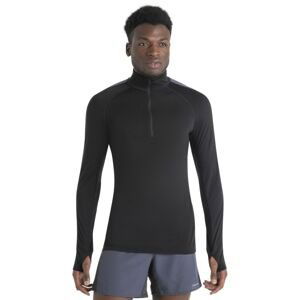 Pánské merino triko dlouhý rukáv, 1/2 zip ICEBREAKER Mens Merino 125 ZoneKnit™ LS Half Zip, Black/Graphite/Cb velikost: XL