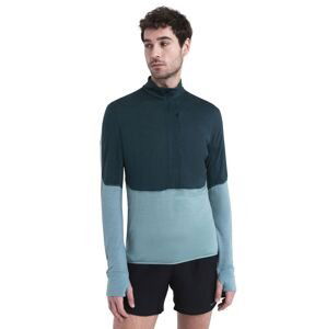 Pánská merino mikina, 1/2 zip ICEBREAKER Mens Merino 200 Realfleece™ Descender LS Half Zip, Fathom Green/Cloud Ray/Cb velikost: L